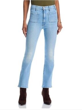 Mother $248 Hustler Patch Pocket High Rise Ankle Jeans Size 31 Light Wash Blue